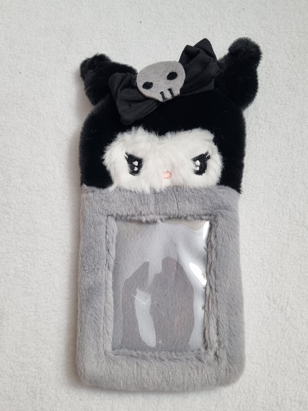 Cute Sanrio Kuromi Kpop Fluffy Plushy Photocard ID Star Phone Holder New